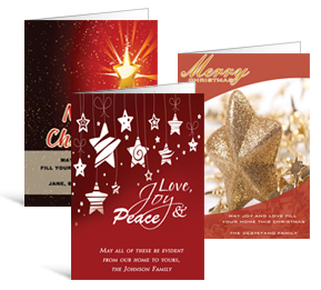 5.50" x 7.875" Folded Shining Stars Holiday Greeting Cards - Business Style