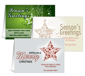 7.875" x 5.50" Folded Shining Stars Holiday Greeting Cards - Business Style