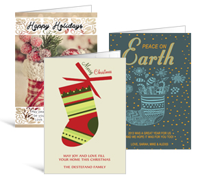 5.50" x 7.875" Folded Stockings Holiday Greeting Cards - Business Style