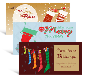 8" x 4" Stockings Holiday Greeting Cards - business style