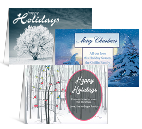 7.875" x 5.50" Folded Winter Scenes Holiday Greeting Cards - Business Style