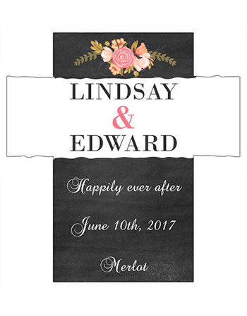 Floral Chalkboard Wine Wedding Labels