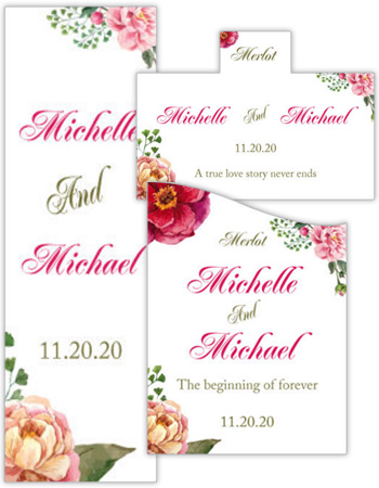 Floral Elegant Summer Poppy Wedding Labels