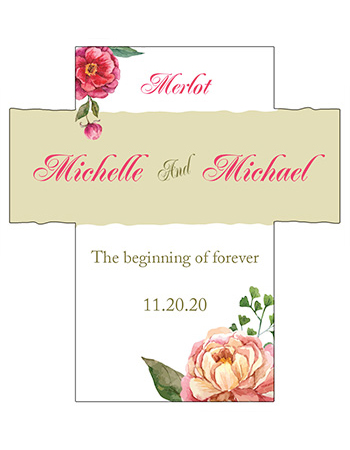 Floral Elegant Summer Poppy Wine Wedding Labels