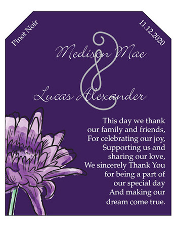 Floral Lovely Lavender Wine Wedding Labels