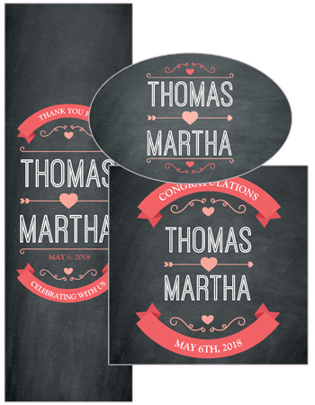 Hearts of Love Chalkboard Style Wedding Labels