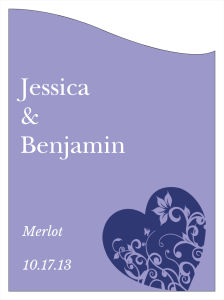 Hearts of Love Wine Wedding Labels