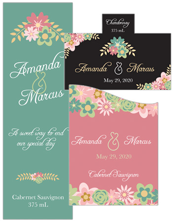 Infinity Floral Wreath Wedding Labels