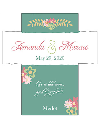 Infinity Floral Wreath Wine Wedding Labels