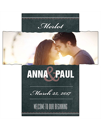 Romantic Photo Chalkboard Wine Wedding Labels