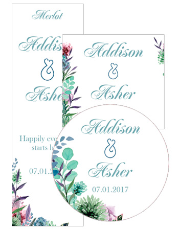 Spring Meadow Flowers Wedding Labels