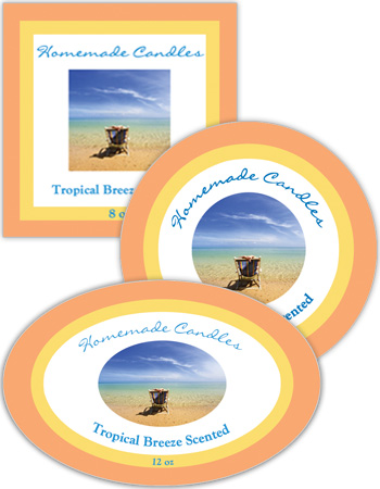 Tropical Breeze Candle Labels