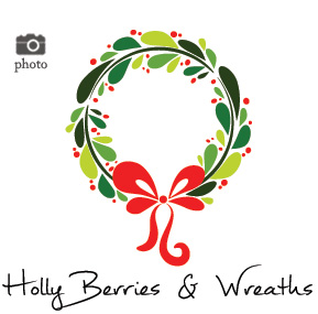 Christmas Holly Berries-Wreaths and Mistletoe Family Cards