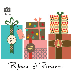 Christmas Presents Ribbons and Bows Family Cards