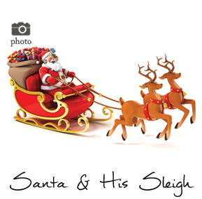 Christmas Santa Claus and Sleigh Family Cards