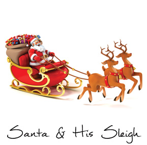 Christmas Santa Claus and Sleigh Business Holiday Cards