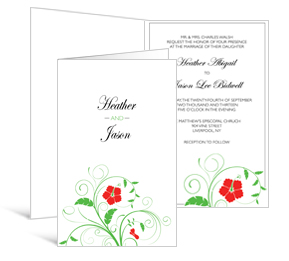 Floral Custom half folded wedding invitations, DIY invites cards 5 x 7.875