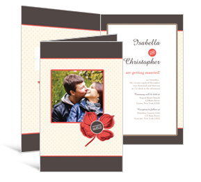Polka Floral DIY Wedding half-Fold Invitation 5 x 7.875, personalized wedding papers