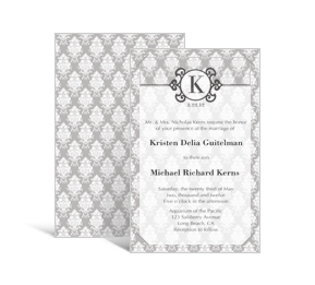 Monogram DIY Wedding layered invitations with vellum 5 x 7.875, personalized wedding papers