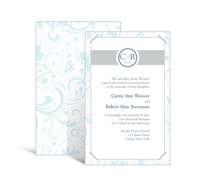 Serenity layered invitations with vellum