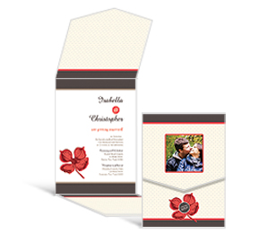 Polka Floral Wedding Pocket Gate Fold Invitations