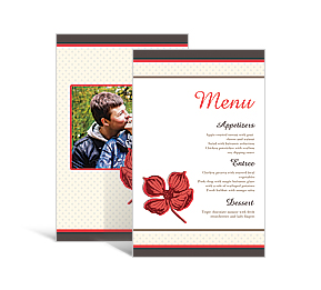 Polka Floral DIY Wedding Rectangle Wedding Menu Cards 5 x 7.875, personalized wedding papers