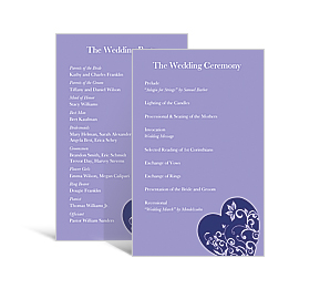 Hearts Custom diy Rectangle program for wedding, DIY Rectangle Programs