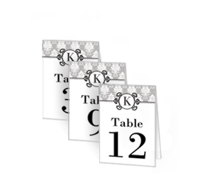 Monogram DIY Wedding Table Numbers, 2.5 x 3.5 Table Number, personalized wedding papers