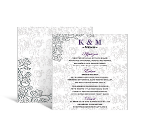 Iron Vine DIY Wedding Square Wedding Menu Cards 5 x 7.875, personalized wedding papers