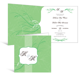 Wave Square Pocket Invitation 6x6, Wave Wedding Stationery