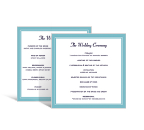Wedding Square Programs for Engagement, Bridal Shower and Wedding 5 x 7.875