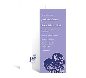 Hearts Tea Length Invitation 3.625x8.875