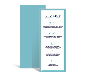 Wedding Menu Cards for Engagement, Bridal Shower and Wedding 5 x 7.875