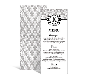 Monogram DIY Wedding Wedding Menu Cards 5 x 7.875, personalized wedding papers