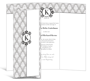 Monogram DIY Wedding Tri Fold Invitation, personalized wedding papers