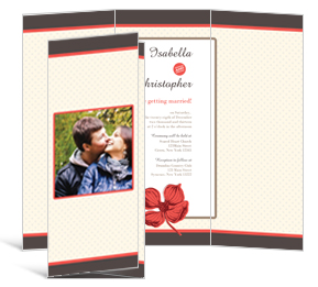Polka Floral DIY Wedding Tri Fold Invitation, personalized wedding papers