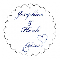 Believe Swirly Scalloped Circle Wedding Hang Tag