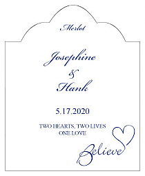 Believe Swirly Scalloped Vertical Big Rectangle Wedding Labels