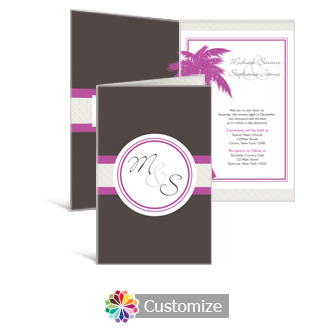 Caribbean Beach 5 x 7.875 Half-Fold Wedding Invitation