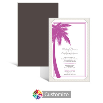 Caribbean Beach 5 x 7.875 Layered Rectangle w/Vellum Wedding Invitation