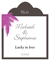 Caribbean Beach Scalloped Vertical Big Rectangle Wedding Labels