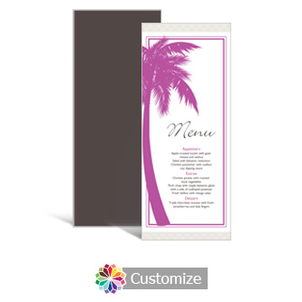 Caribbean Beach 3.625 x 8.875 Tea-Length Wedding Menu