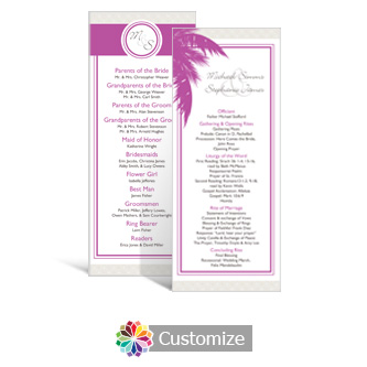 Caribbean Beach 3.625 x 8.875 Tea-Length Wedding Program