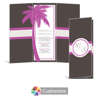 Caribbean Beach 3.625 x 8.875 Tri-Fold Wedding Invitation