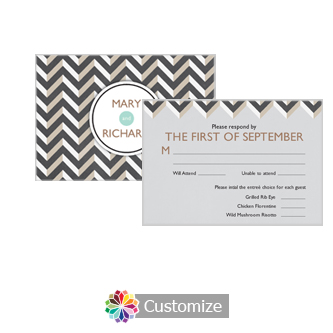 Chalkboard Chevron 5 x 3.5 RSVP Enclosure Card - Dinner Choice