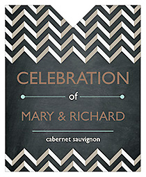 Chalkboard Chevron Wine Wedding Label 3.25x4