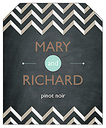 Chalkboard Chevron Wine Wedding Label