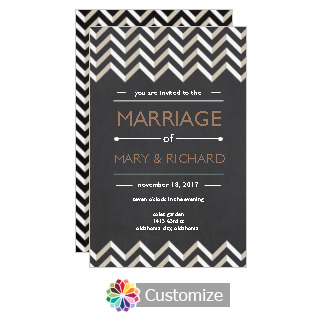 Chalkboard Chevron Wedding Invitation Card 5 x 7.875