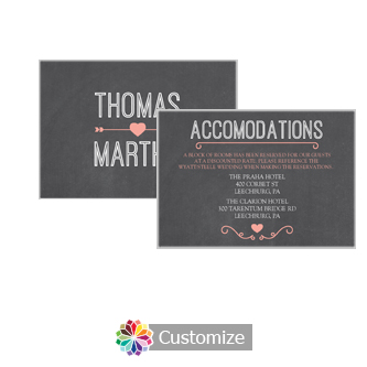 Hearts of Love Chalkboard Style 5 x 3.5 Accommodations Enclosure Card