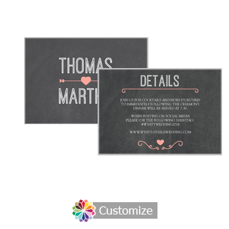 Hearts of Love Chalkboard Style 5 x 3.5 Details Enclosure Card